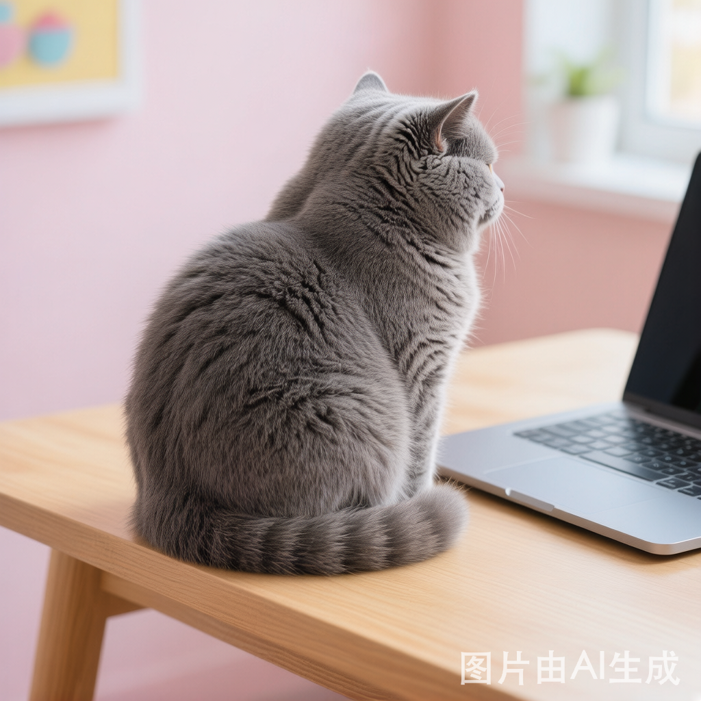 猫咪优雅坐姿但屁股对着镜头